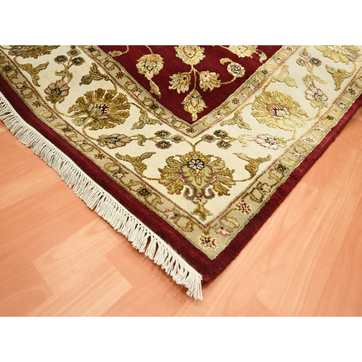 5'11" x 8'11" New Hand Knotted Red Wool & Silk Rectangle Oriental Rug - MOA10275604