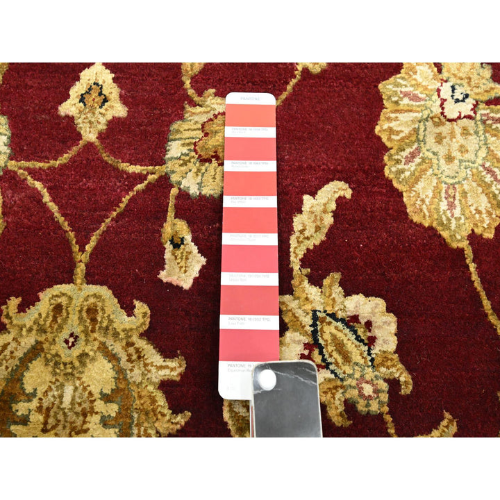 5'11" x 8'11" New Hand Knotted Red Wool & Silk Rectangle Oriental Rug - MOA10275604