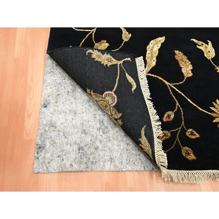 4'1" x 6'1" New Hand Knotted Black Wool & Silk Rectangle Oriental Rug - MOA10275608
