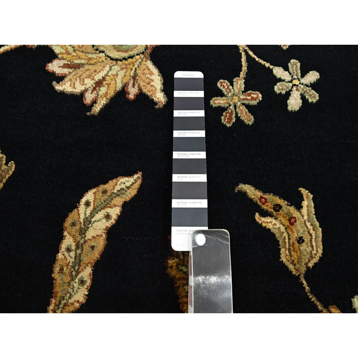 4'1" x 6'1" New Hand Knotted Black Wool & Silk Rectangle Oriental Rug - MOA10275608