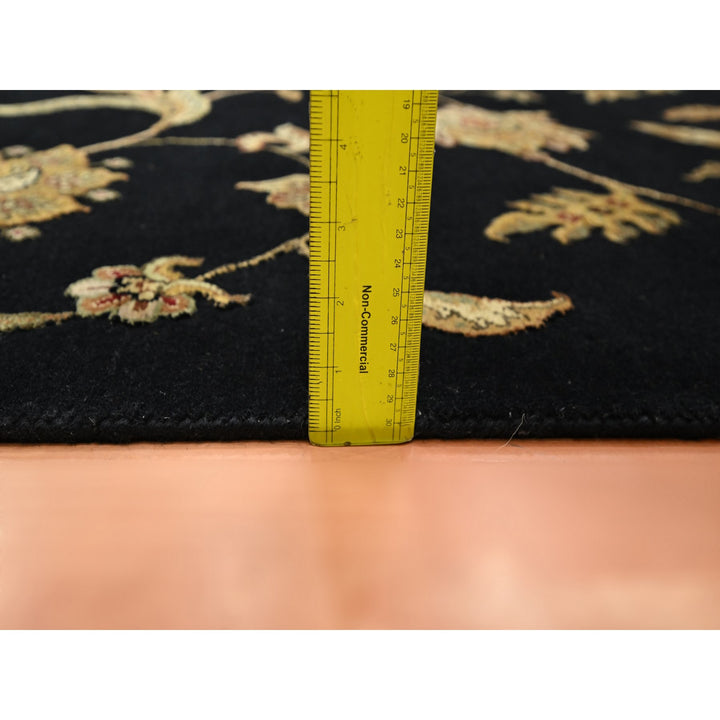 4'1" x 6'1" New Hand Knotted Black Wool & Silk Rectangle Oriental Rug - MOA10275608