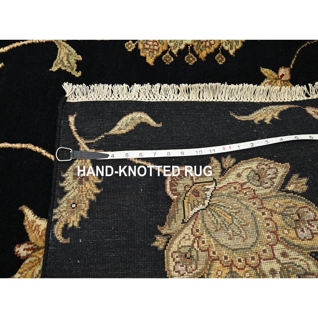 4'1" x 6'1" New Hand Knotted Black Wool & Silk Rectangle Oriental Rug - MOA10275608