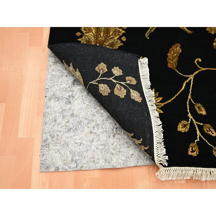 4'0" x 5'11" New Hand Knotted Black Wool & Silk Rectangle Oriental Rug - MOA10275609
