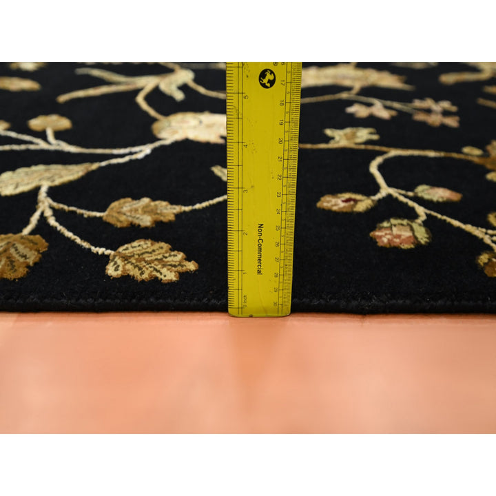 4'0" x 5'11" New Hand Knotted Black Wool & Silk Rectangle Oriental Rug - MOA10275609