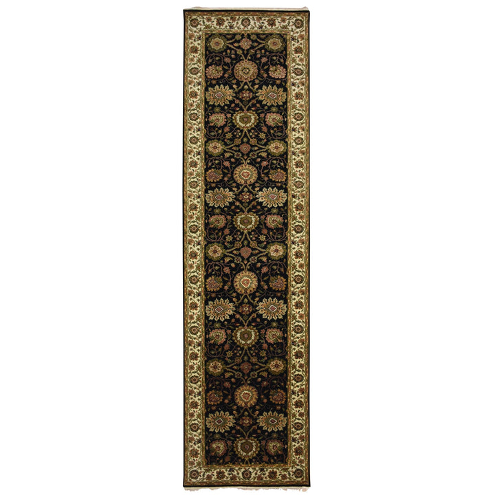 4'0" x 15'9" New Hand Knotted Black Wool & Silk Runner Oriental Rug - MOA10275610