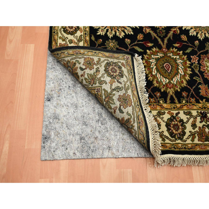 4'0" x 15'9" New Hand Knotted Black Wool & Silk Runner Oriental Rug - MOA10275610