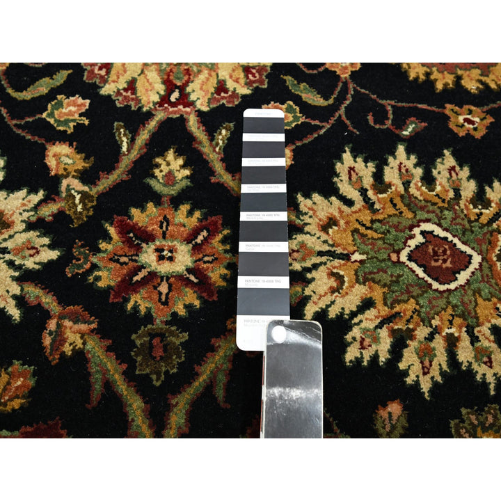 4'0" x 15'9" New Hand Knotted Black Wool & Silk Runner Oriental Rug - MOA10275610