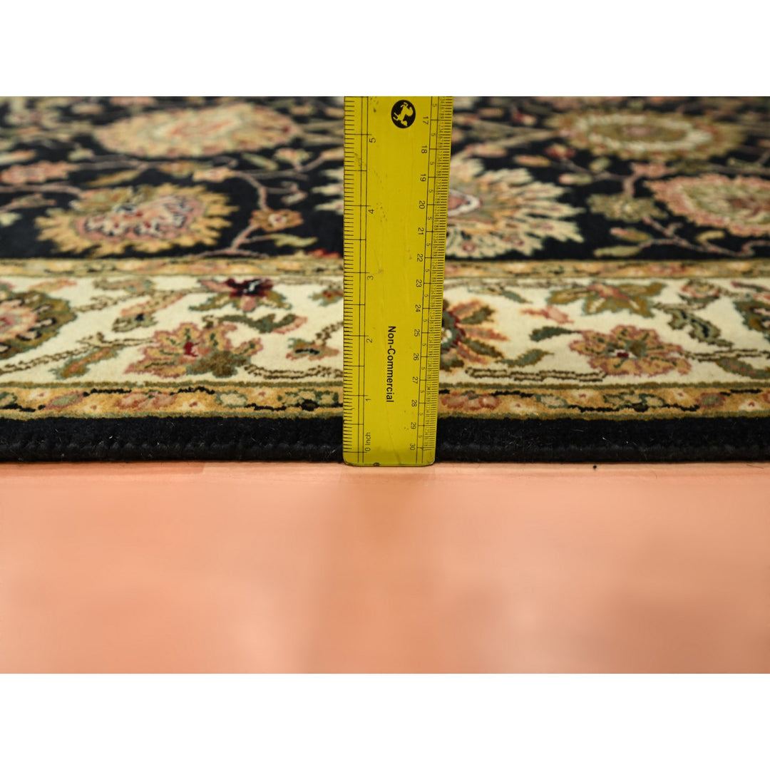 4'0" x 15'9" New Hand Knotted Black Wool & Silk Runner Oriental Rug - MOA10275610