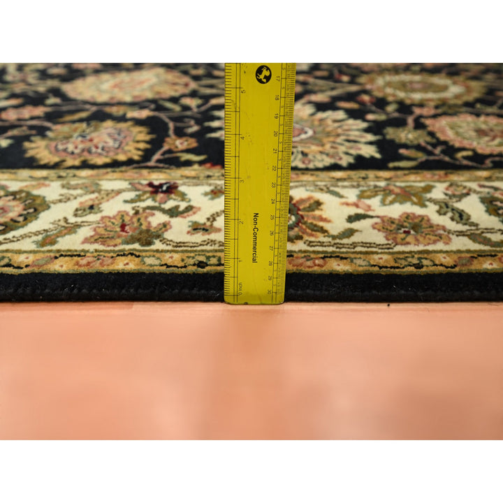 4'0" x 15'9" New Hand Knotted Black Wool & Silk Runner Oriental Rug - MOA10275610