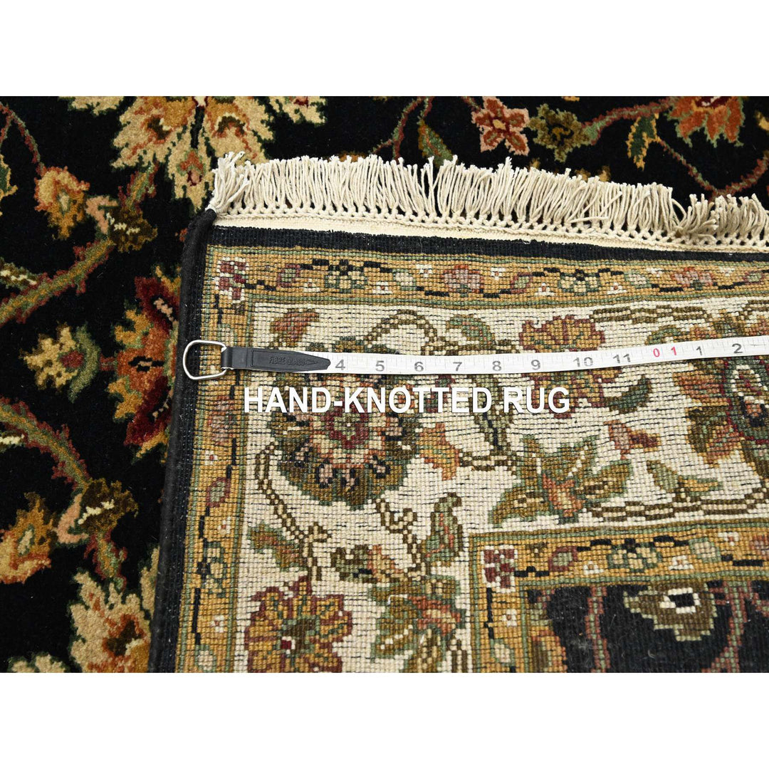 4'0" x 15'9" New Hand Knotted Black Wool & Silk Runner Oriental Rug - MOA10275610