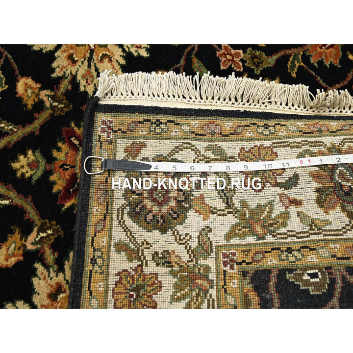 4'0" x 15'9" New Hand Knotted Black Wool & Silk Runner Oriental Rug - MOA10275610