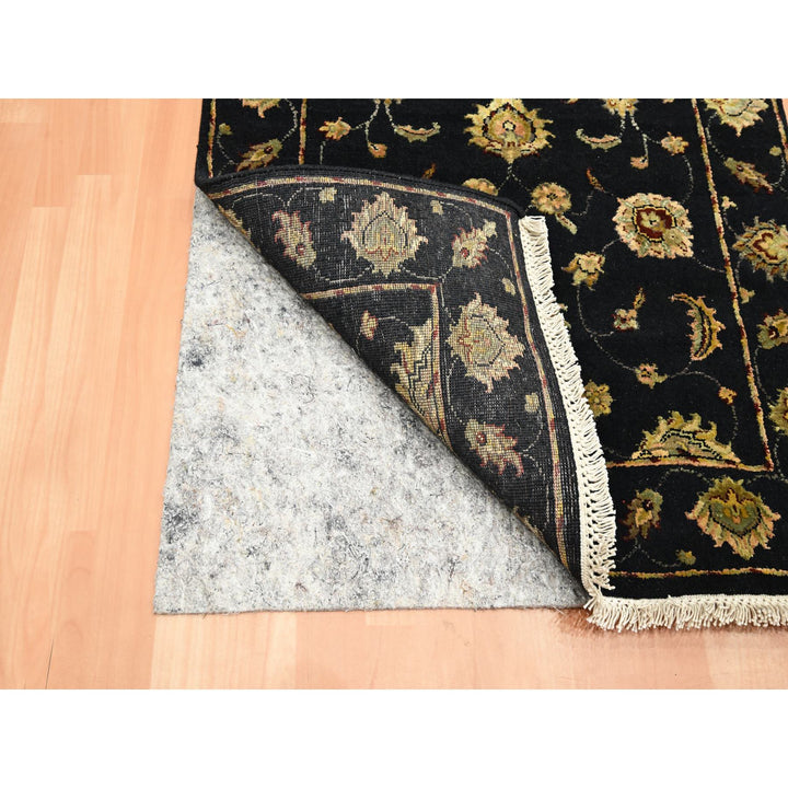 2'7" x 12'3" New Hand Knotted Black Wool & Silk Runner Oriental Rug - MOA10275611