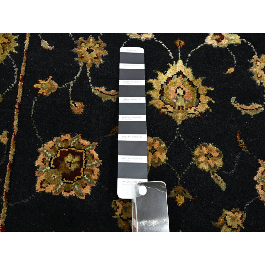 2'7" x 12'3" New Hand Knotted Black Wool & Silk Runner Oriental Rug - MOA10275611