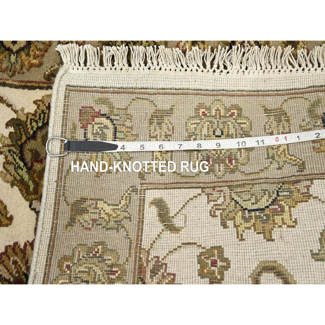 2'6" x 8'0" New Hand Knotted Ivory Wool & Silk Runner Oriental Rug - MOA10275612