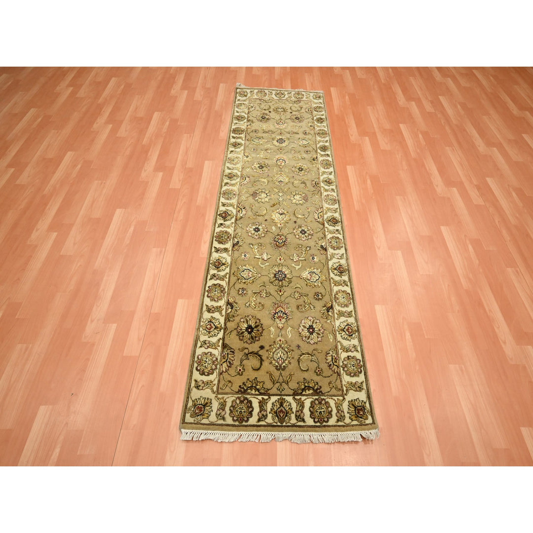 2'7" x 8'1" New Hand Knotted Brown Wool & Silk Runner Oriental Rug - MOA10275613