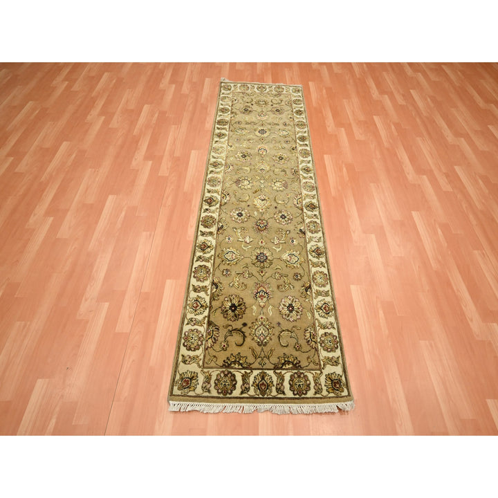 2'7" x 8'1" New Hand Knotted Brown Wool & Silk Runner Oriental Rug - MOA10275613