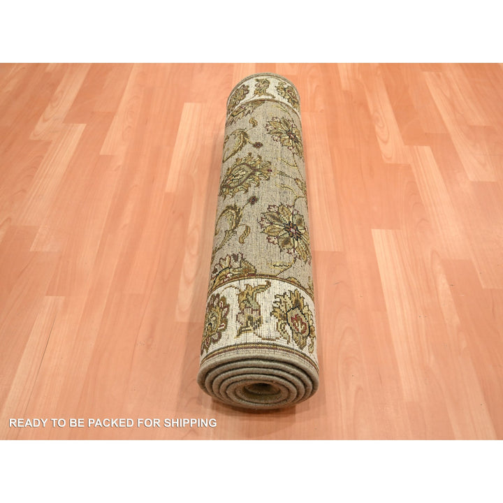 2'7" x 8'1" New Hand Knotted Brown Wool & Silk Runner Oriental Rug - MOA10275613