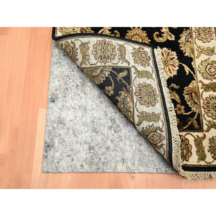 2'6" x 8'0" New Hand Knotted Black Wool & Silk Runner Oriental Rug - MOA10275614