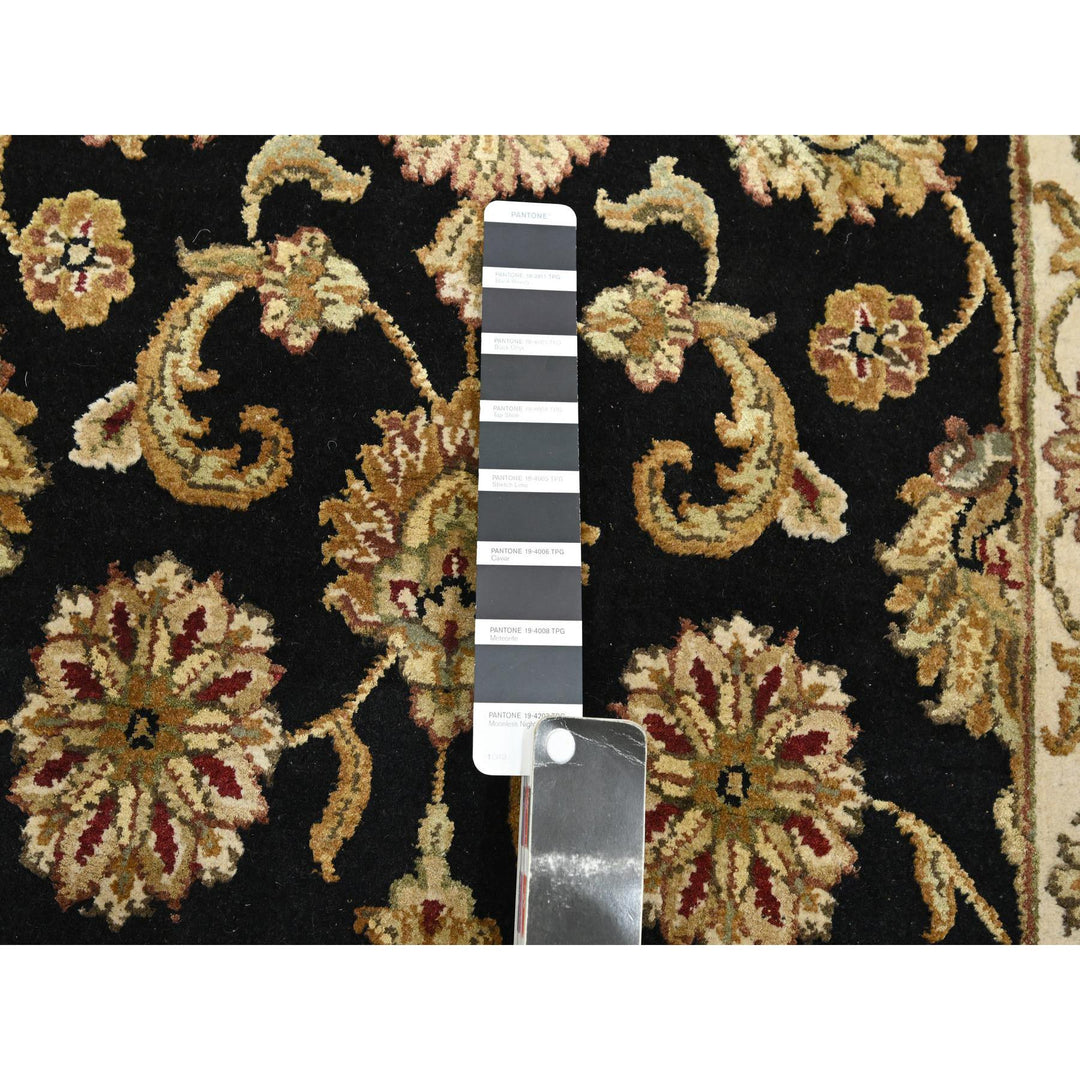 2'6" x 8'0" New Hand Knotted Black Wool & Silk Runner Oriental Rug - MOA10275614