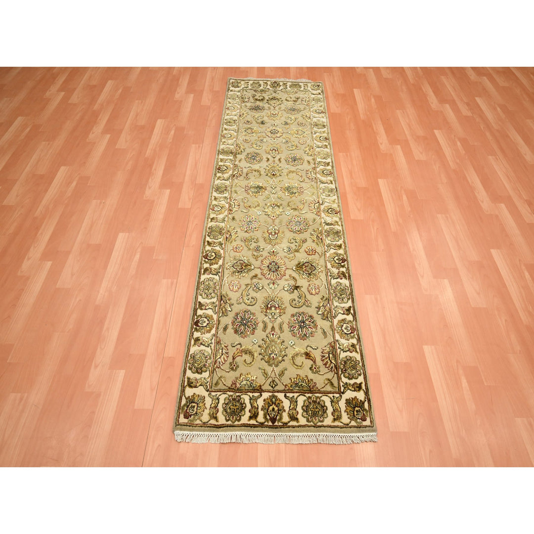 2'6" x 7'11" New Hand Knotted Brown Wool & Silk Runner Oriental Rug - MOA10275615