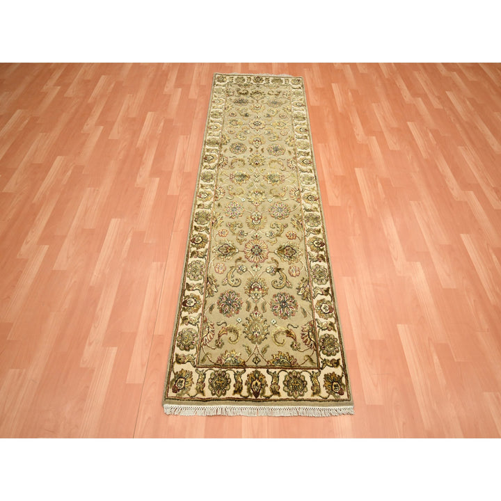 2'6" x 7'11" New Hand Knotted Brown Wool & Silk Runner Oriental Rug - MOA10275615