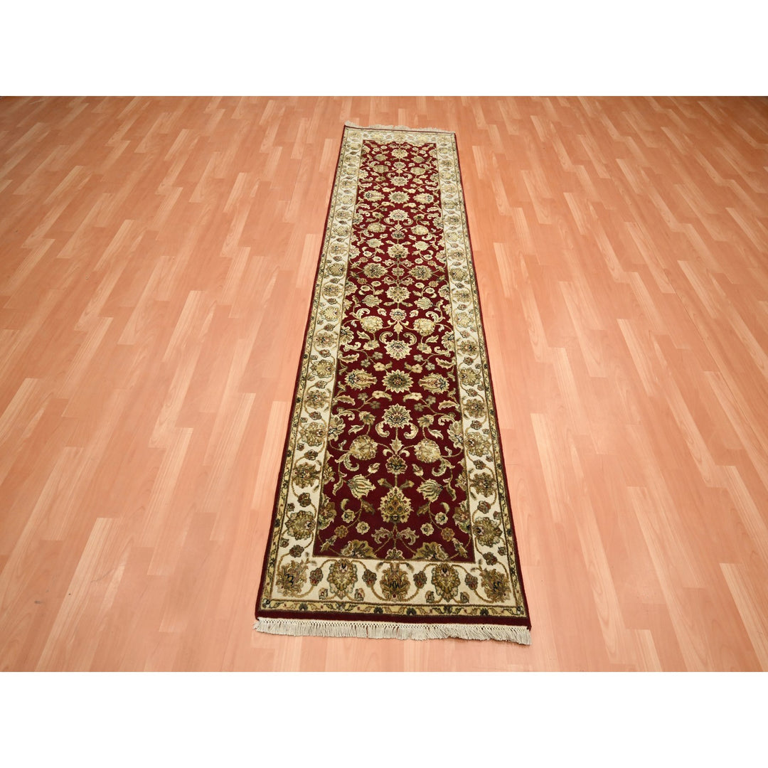 2'6" x 9'5" New Hand Knotted Red Wool & Silk Runner Oriental Rug - MOA10275616
