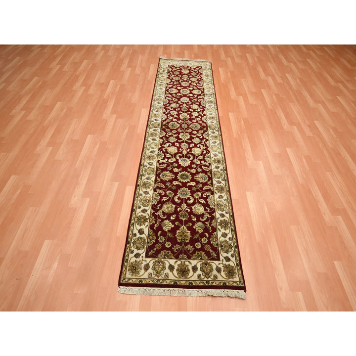 2'6" x 9'5" New Hand Knotted Red Wool & Silk Runner Oriental Rug - MOA10275616