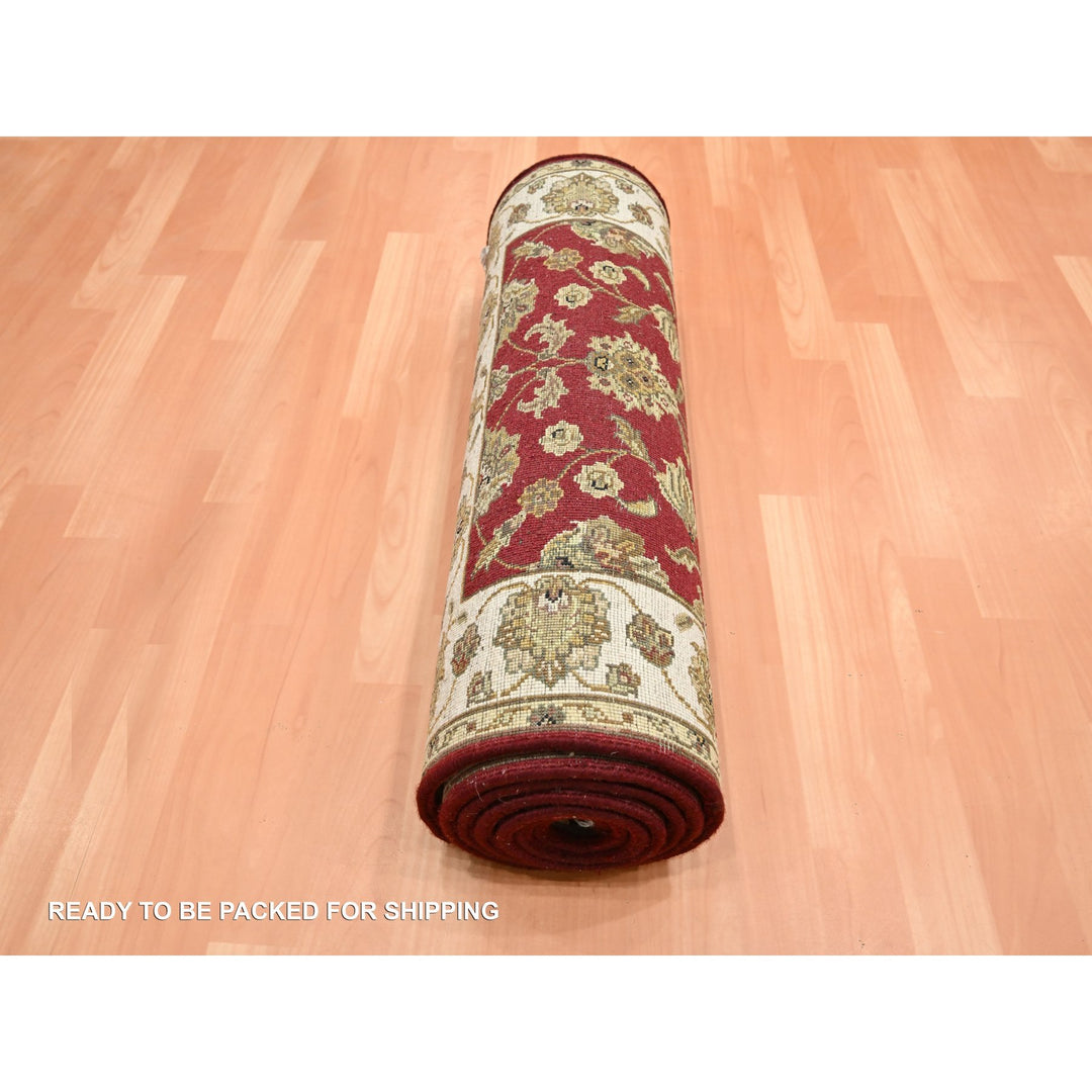2'6" x 9'5" New Hand Knotted Red Wool & Silk Runner Oriental Rug - MOA10275616