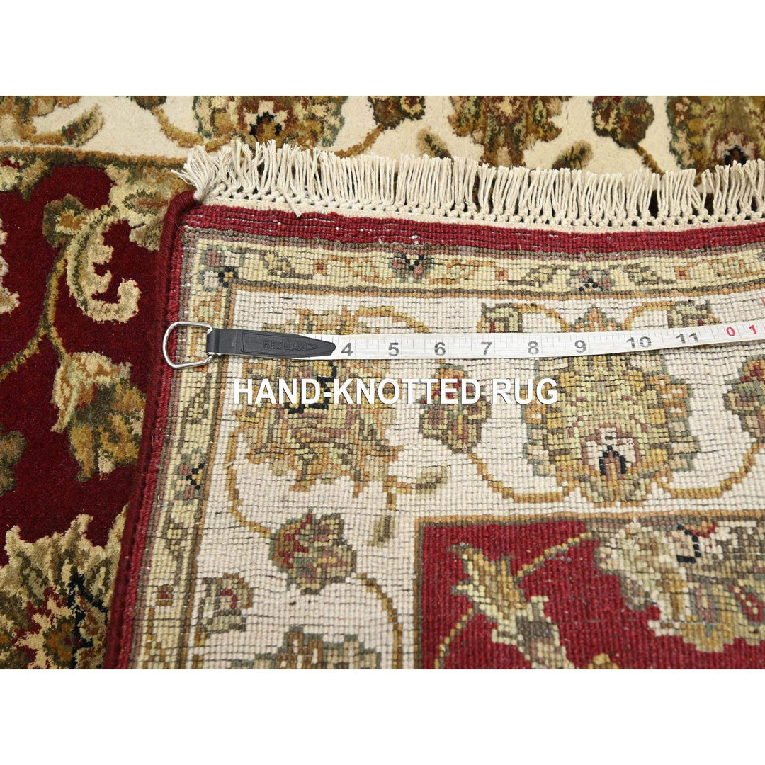 2'6" x 9'5" New Hand Knotted Red Wool & Silk Runner Oriental Rug - MOA10275616