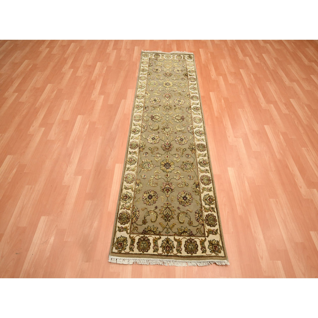 2'6" x 8'3" New Hand Knotted Brown Wool & Silk Runner Oriental Rug - MOA10275617