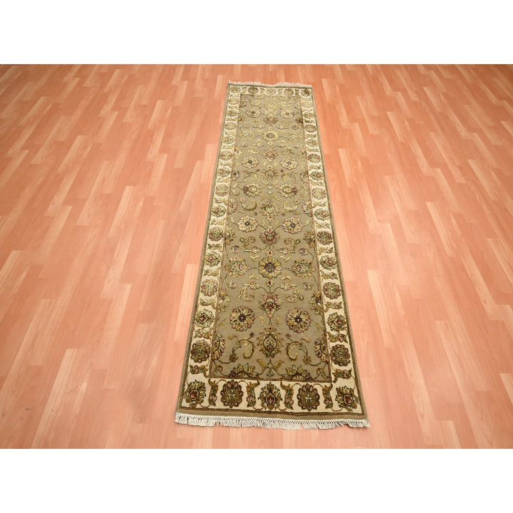 2'6" x 8'3" New Hand Knotted Brown Wool & Silk Runner Oriental Rug - MOA10275617