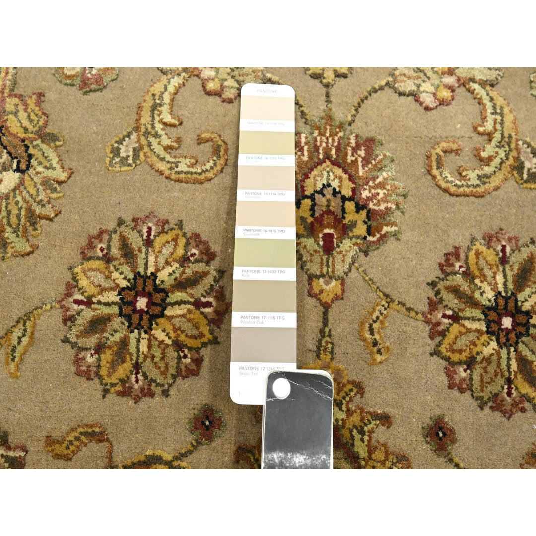 2'6" x 8'3" New Hand Knotted Brown Wool & Silk Runner Oriental Rug - MOA10275617