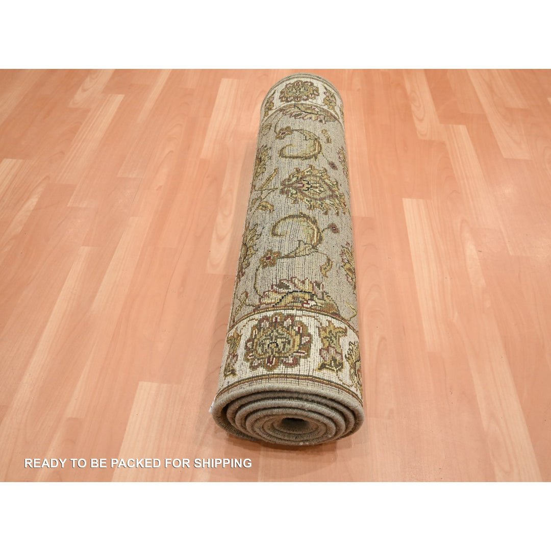 2'6" x 8'3" New Hand Knotted Brown Wool & Silk Runner Oriental Rug - MOA10275617