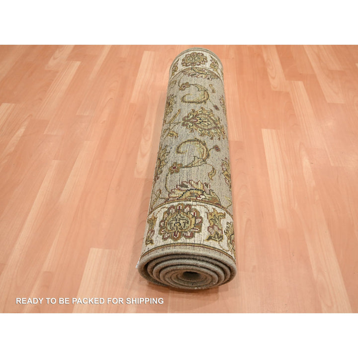 2'6" x 8'3" New Hand Knotted Brown Wool & Silk Runner Oriental Rug - MOA10275617