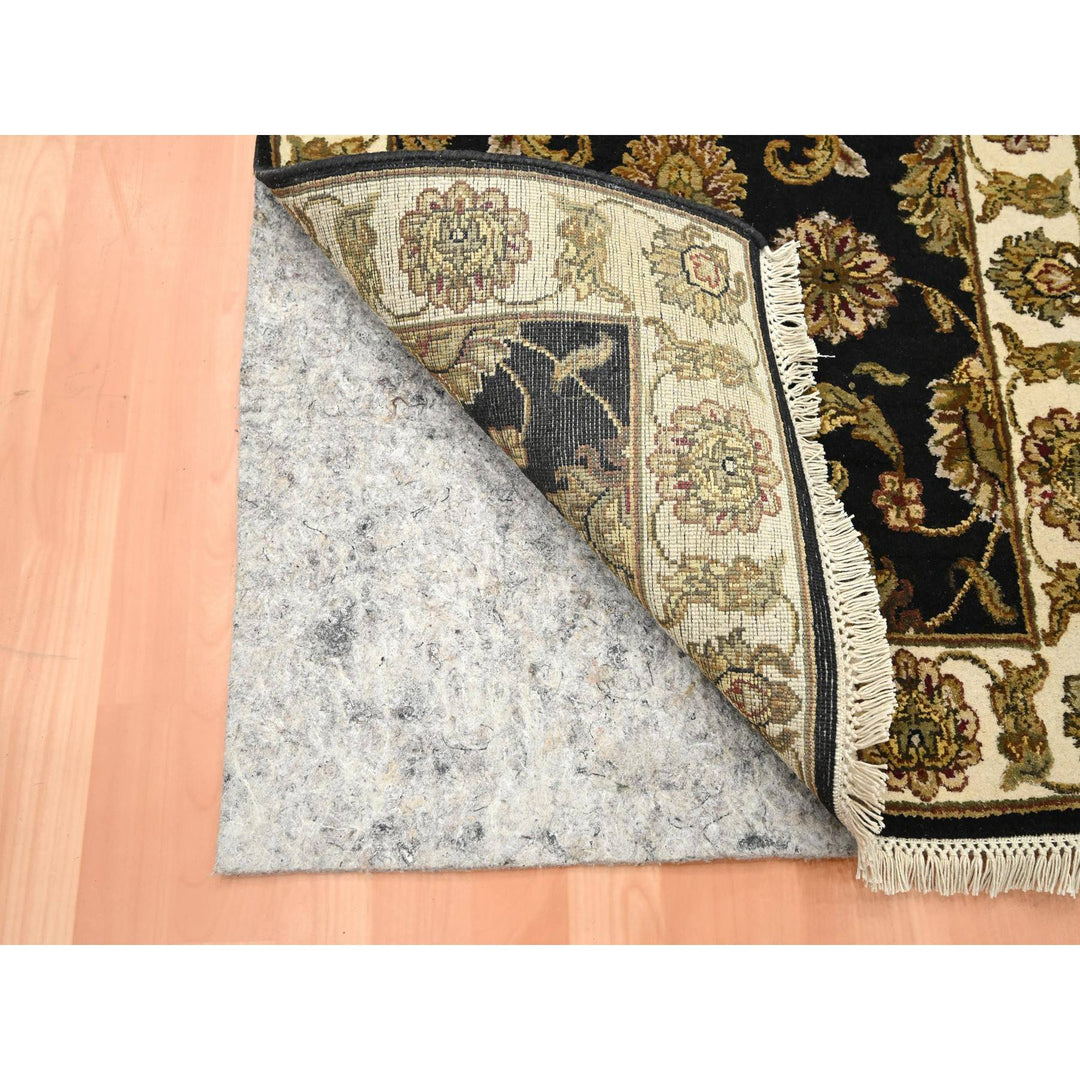 2'6" x 8'3" New Hand Knotted Black Wool & Silk Runner Oriental Rug - MOA10275618