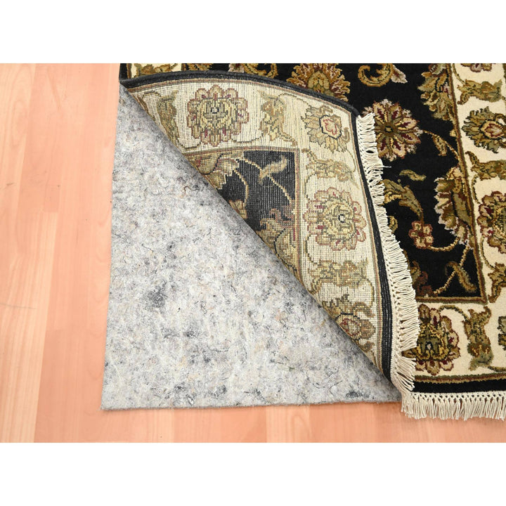 2'6" x 8'3" New Hand Knotted Black Wool & Silk Runner Oriental Rug - MOA10275618