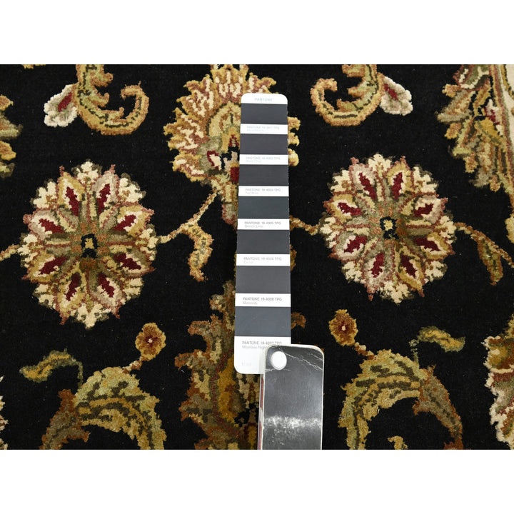 2'6" x 8'3" New Hand Knotted Black Wool & Silk Runner Oriental Rug - MOA10275618