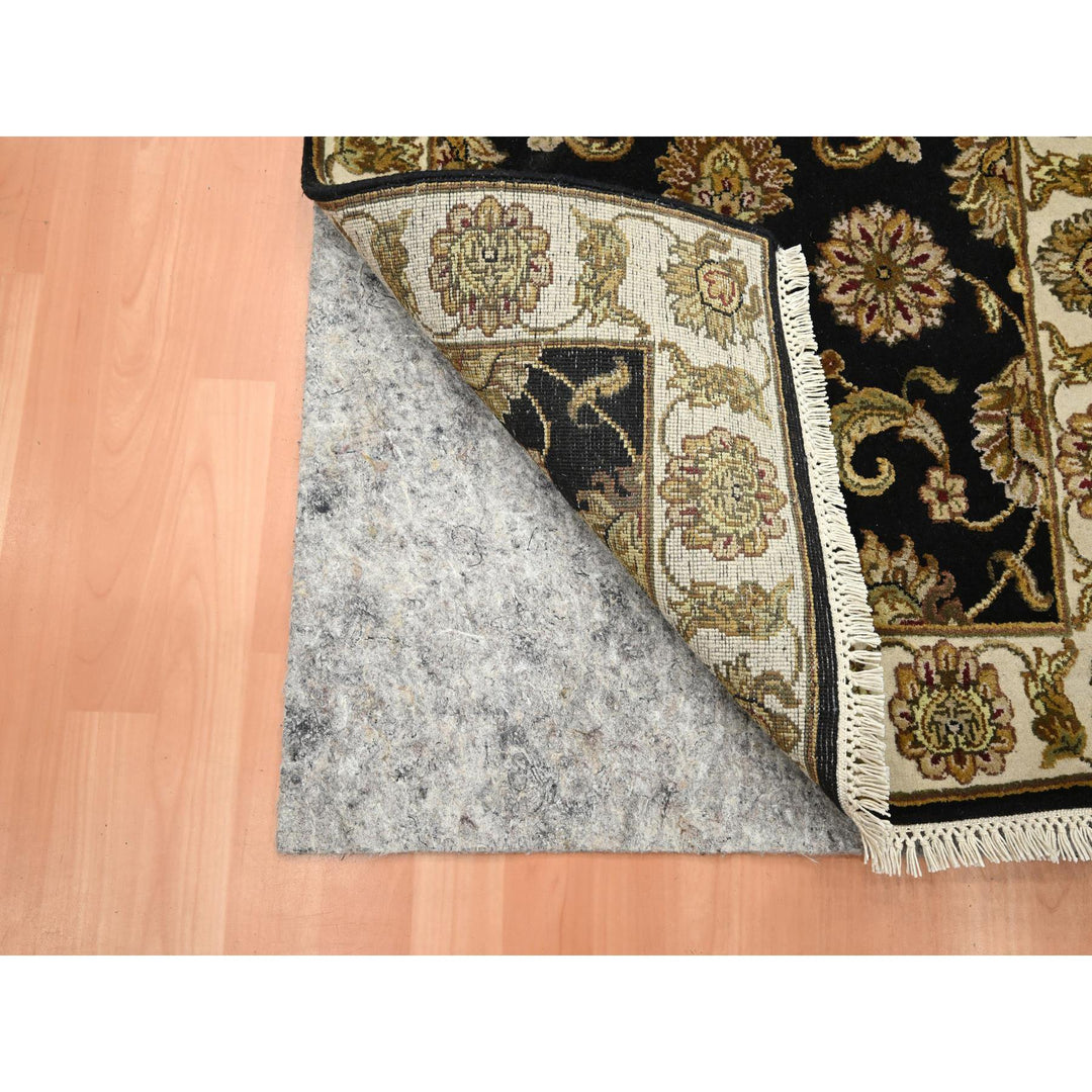 2'6" x 8'0" New Hand Knotted Black Wool & Silk Runner Oriental Rug - MOA10275619