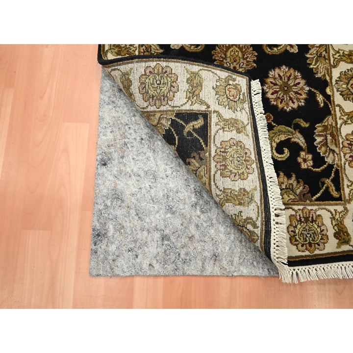 2'6" x 8'0" New Hand Knotted Black Wool & Silk Runner Oriental Rug - MOA10275619