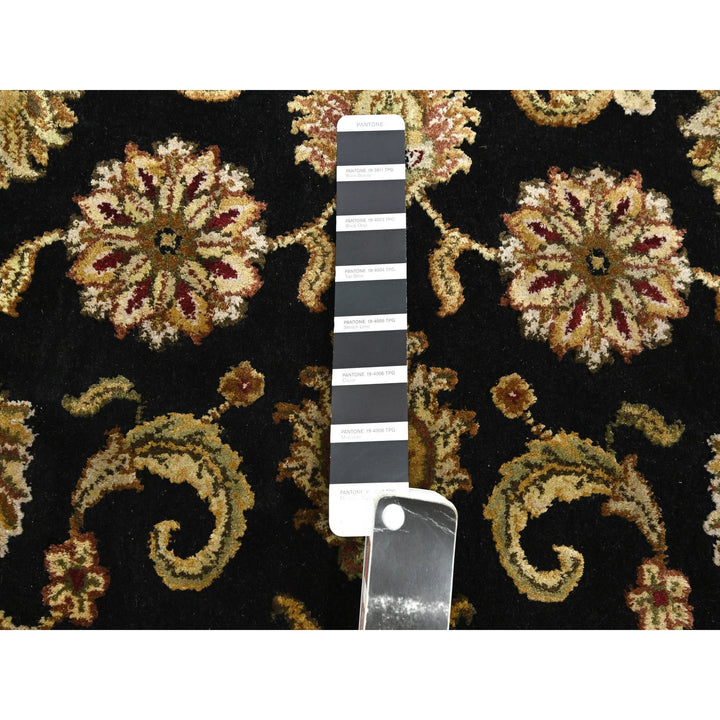 2'6" x 8'0" New Hand Knotted Black Wool & Silk Runner Oriental Rug - MOA10275619