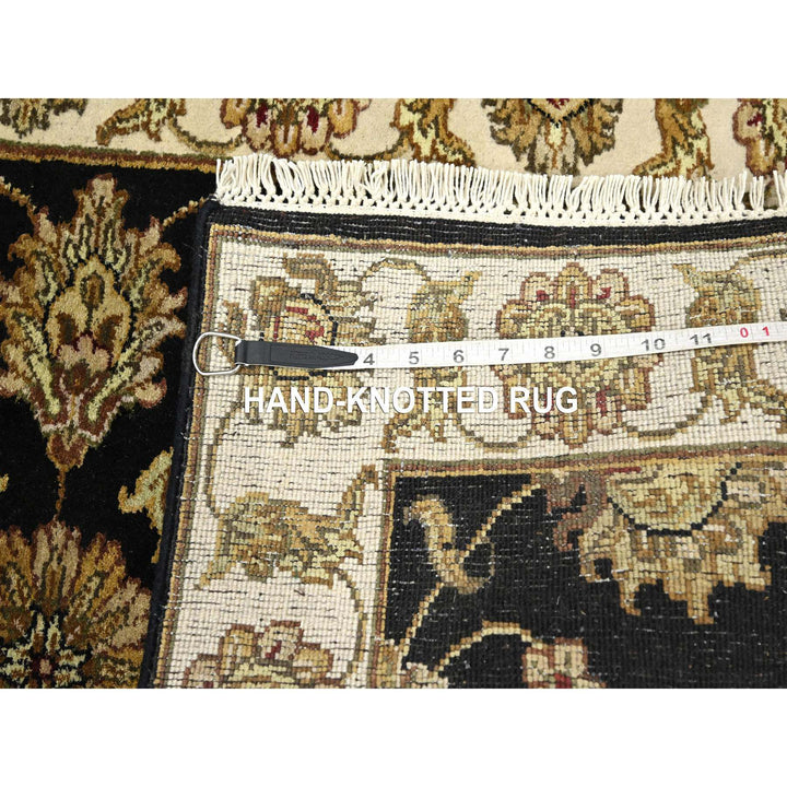 2'6" x 8'0" New Hand Knotted Black Wool & Silk Runner Oriental Rug - MOA10275619