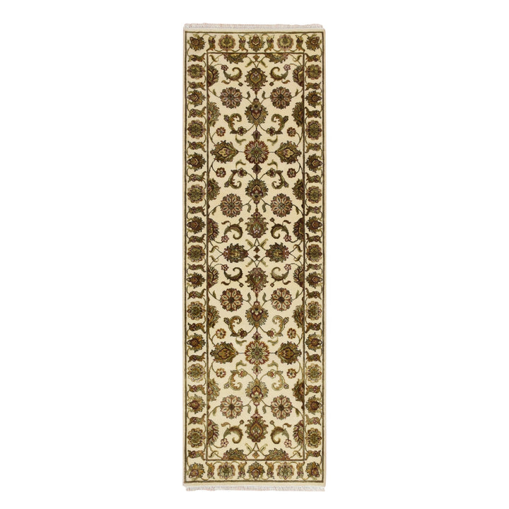2'7" x 8'3" New Hand Knotted Ivory Wool & Silk Runner Oriental Rug - MOA10275620