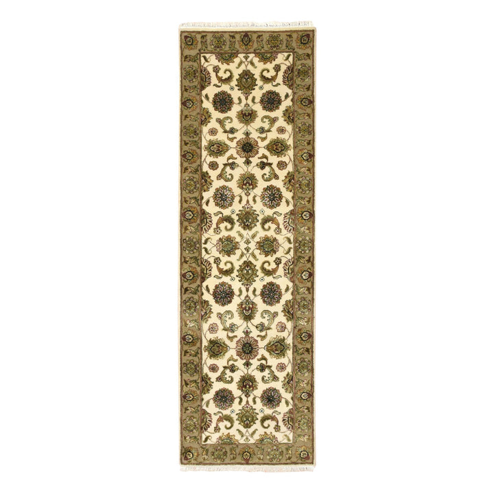 2'6" x 8'0" New Hand Knotted Ivory Wool & Silk Runner Oriental Rug - MOA10275621
