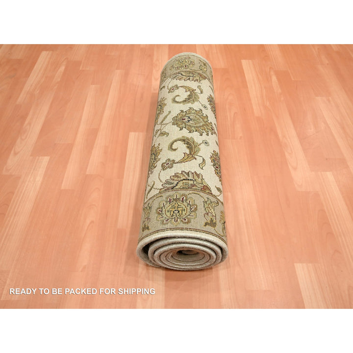 2'6" x 8'0" New Hand Knotted Ivory Wool & Silk Runner Oriental Rug - MOA10275621