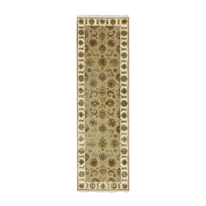 2'6" x 8'3" New Hand Knotted Brown Wool & Silk Runner Oriental Rug - MOA10275622