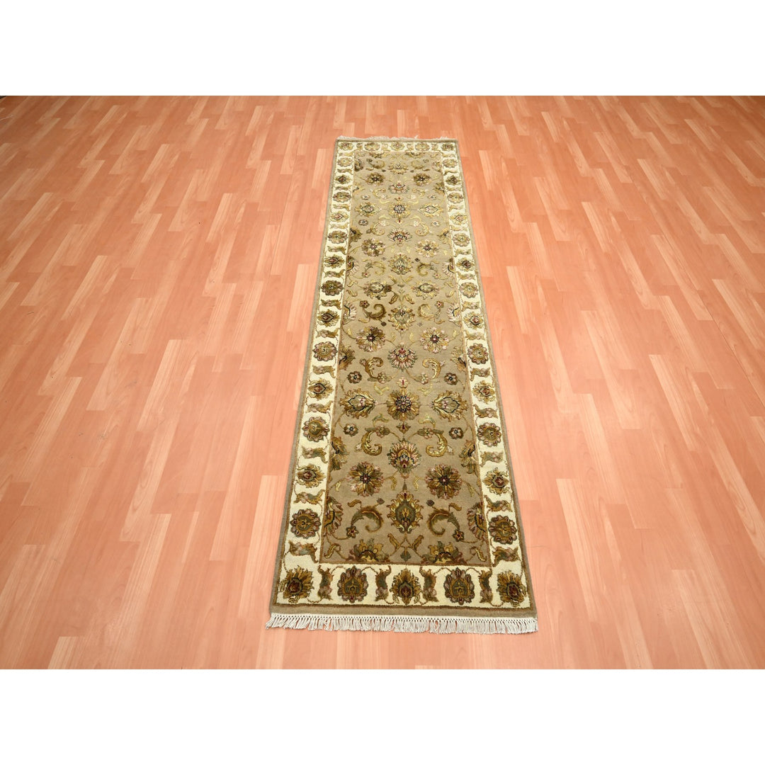 2'6" x 8'3" New Hand Knotted Brown Wool & Silk Runner Oriental Rug - MOA10275622
