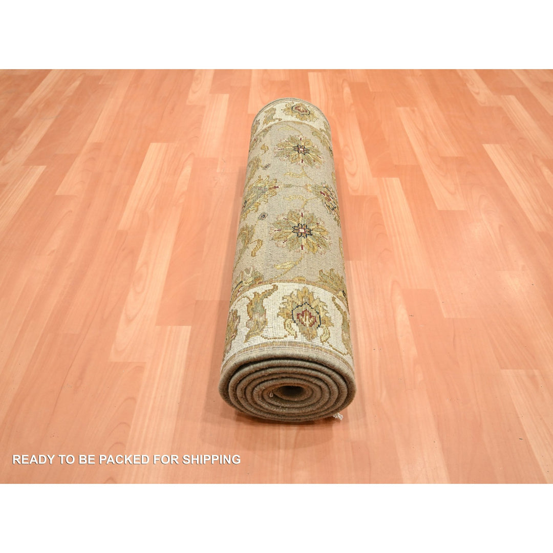 2'6" x 8'3" New Hand Knotted Brown Wool & Silk Runner Oriental Rug - MOA10275622