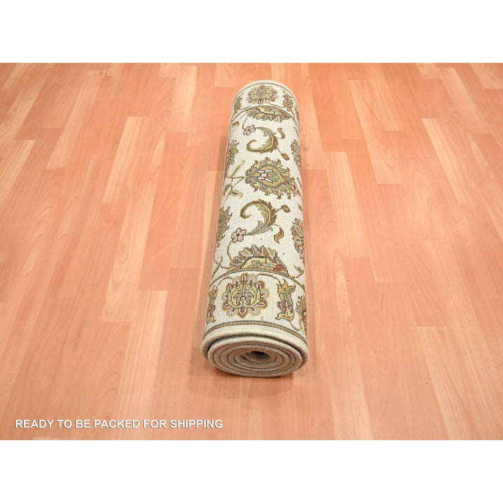 2'7" x 8'3" New Hand Knotted Ivory Wool & Silk Runner Oriental Rug - MOA10275623