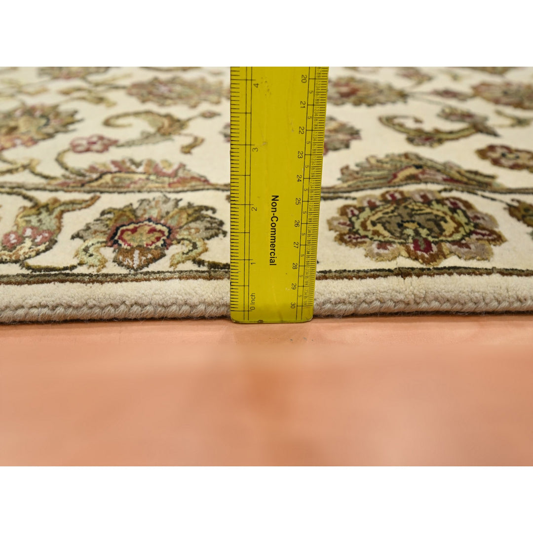 2'7" x 8'3" New Hand Knotted Ivory Wool & Silk Runner Oriental Rug - MOA10275623
