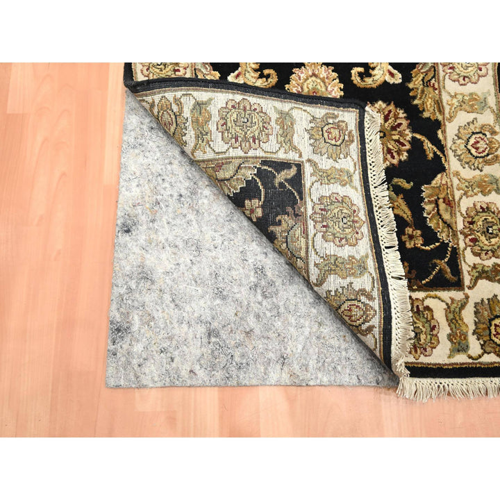 2'6" x 8'0" New Hand Knotted Black Wool & Silk Runner Oriental Rug - MOA10275624